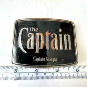 Vintage Captain Morgan silver and black belt buckle.